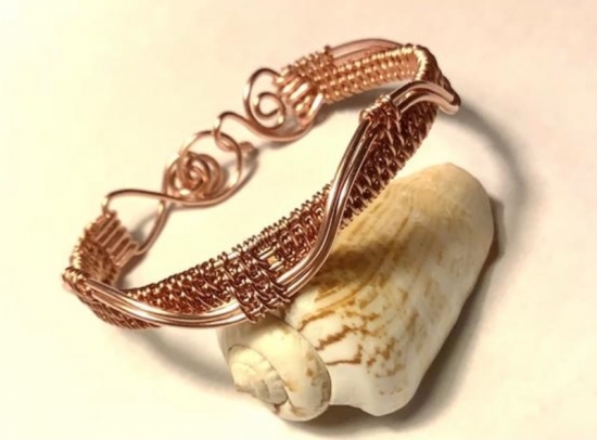 Copper Wavy Wire Woven Cuff Bracelet