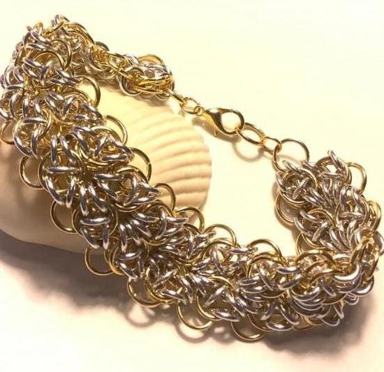 Silver &amp; Gold Celtic Chainmaille Bracelet